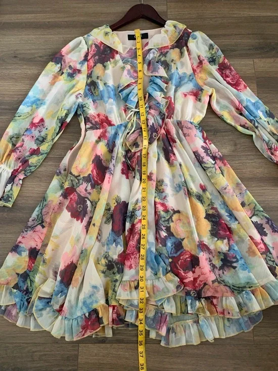 Zimmermann style O.P.T. Floral Ruffle Tie-Front Dress - Multicolor - Picture 6 of 16